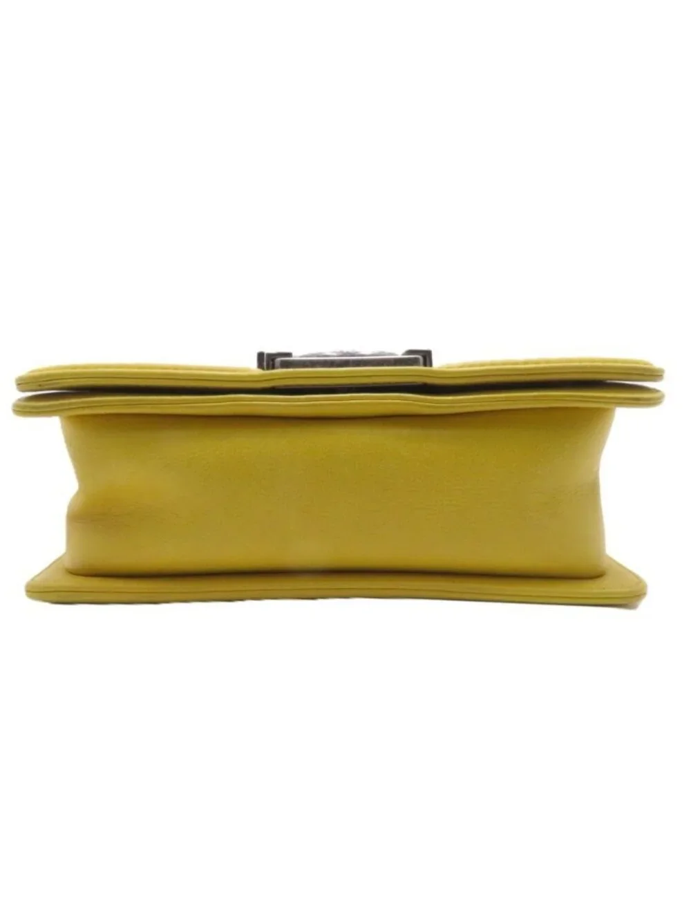 Chanel Boy 20 Quilted Chain Shoulder Yellow Silver Lambskin Bag